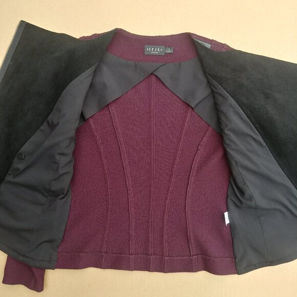 Iris Setlakwe Eggplant Maroon Moto Style Jacket Real Black Leather Size 2 - Picture 6 of 16